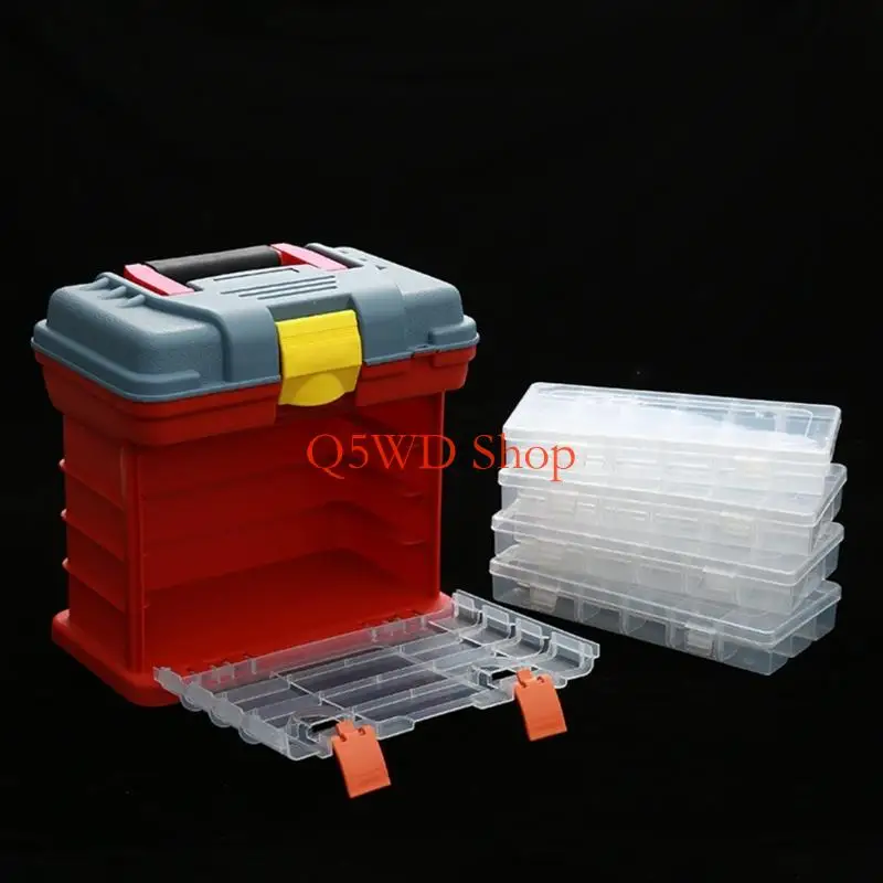 Q5WD 4 레이어 플라스틱 스토리지 박스 슬롯 조정 가능한 포장 도구 케이스 나사 공예 보석 주최자 상자