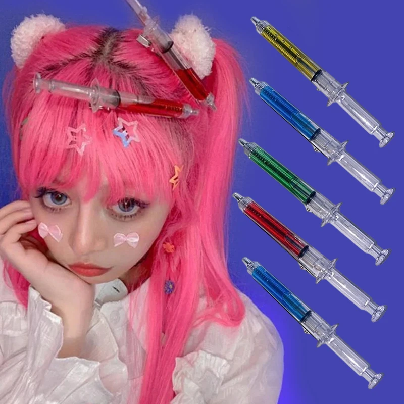 

Women Harajuku Punk Bangs Side Clip Y2K Needle Tube Hairclip Hairpin Funny Hip Hop Cool Geometric Hair Accessory Jewelry