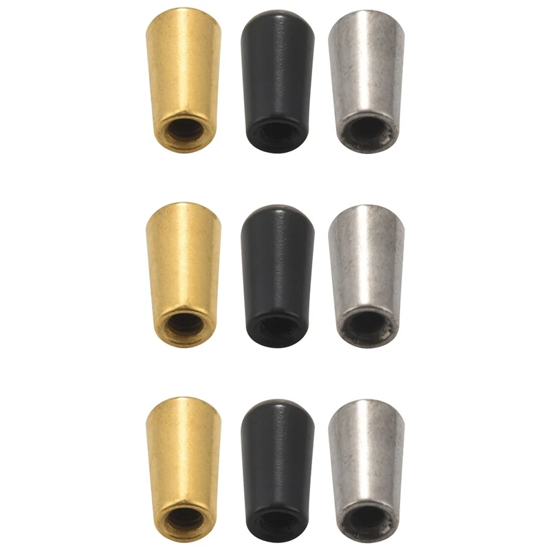 

9Pcs Guitar Switch Tip, 3 Way Toggle Switch Knob Tip Cap Copper For Lp Epi Electric Guitar,Silver + Gun-Black + Gold