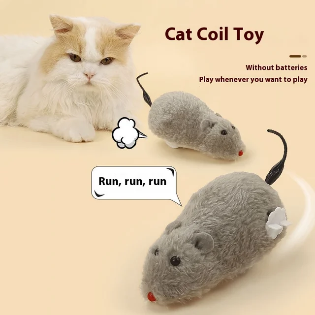 Fun and Interactive Plush Wind-Up Mouse Toy for Cats Dogs and Kids Mechanical Moving Animal Toy for Playtime and Pranks 3