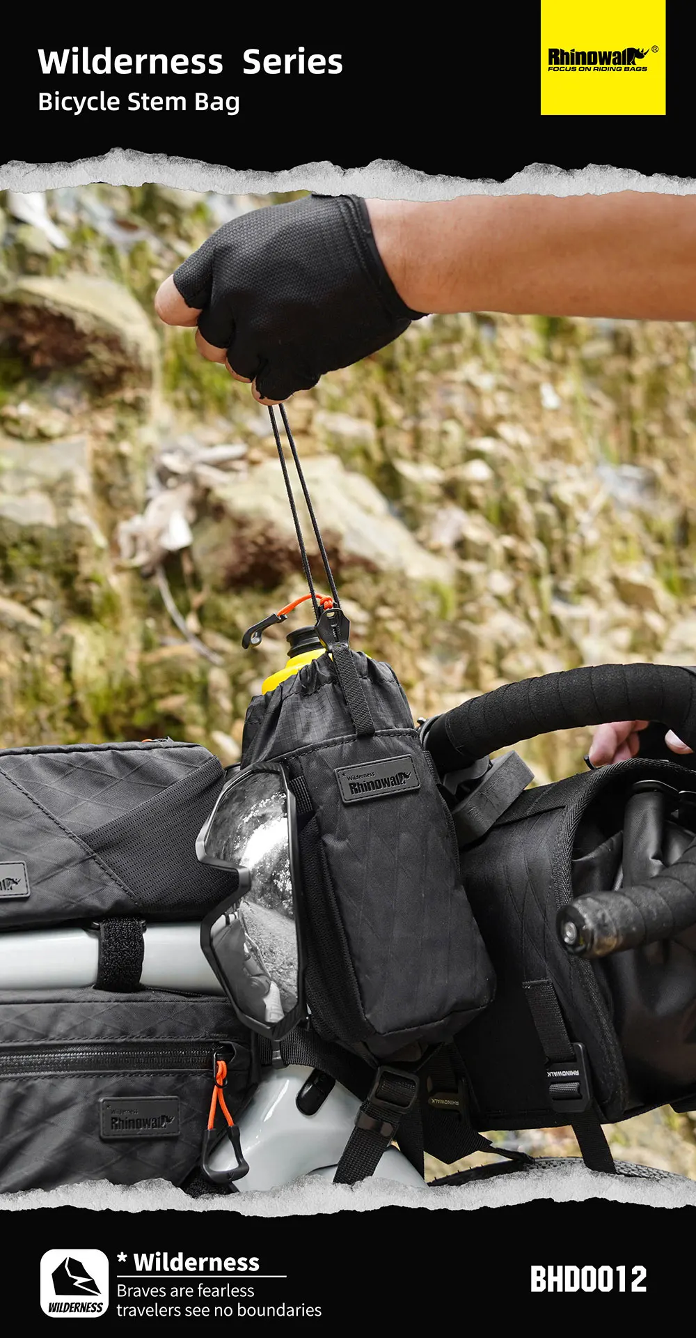 Description Picture 3 of itemRhinowalk Bicycle Water Bottle Bag Waterproof Insulation Bicycle Front Handlebar Pouch Cycling Bikepacking Travel Water Holder