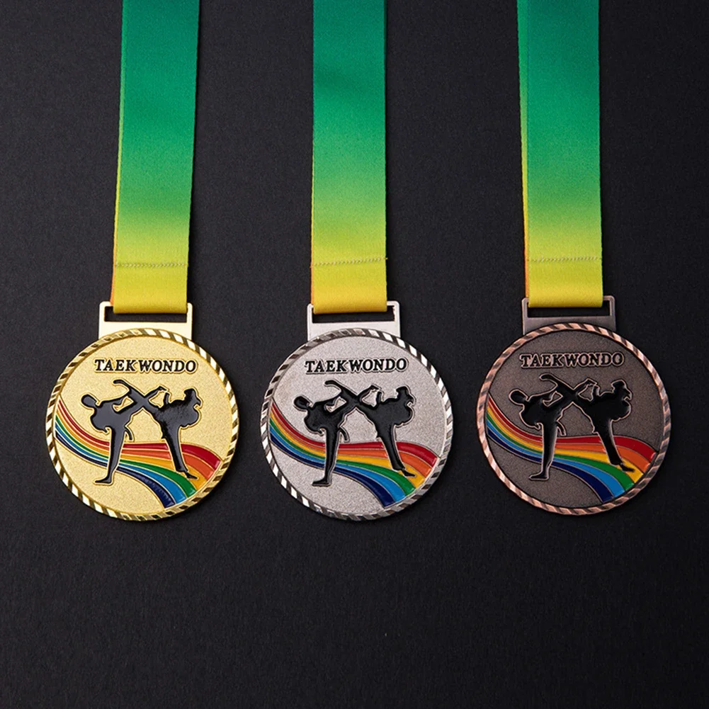 1/2Pcs Taekwondo Winner Rewards Medals Golden Silver Copper Persistent Games General Sports Gold Silver Bronze Medal with Ribbon award medals