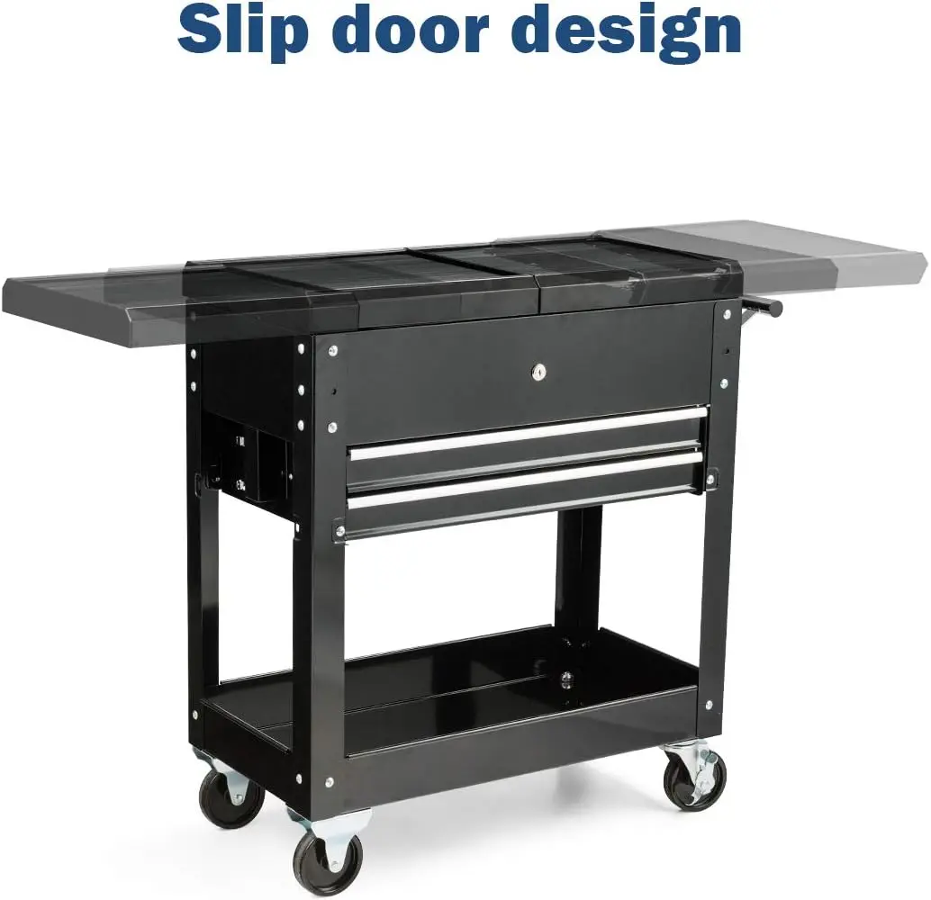 Tool Cart, 4-Tier Rolling Tool Box Cabinet on Wheels with Lockable Drawers & Sliding Top, Heavy Duty Steel Tool Storage O 4