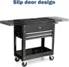 Tool Cart, 4-Tier Rolling Tool Box Cabinet on Wheels with Lockable Drawers & Sliding Top, Heavy Duty Steel Tool Storage O 4