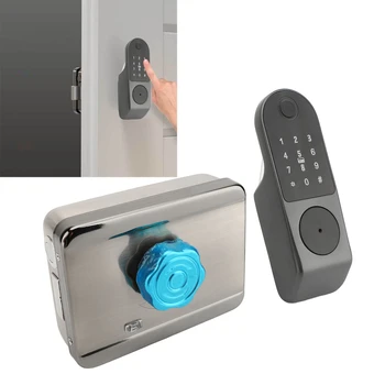 Electronic Deadbolt Door Lock with 2 Cards Fingerprint Password Unlocking APP Control for Apartment Home Keyless Entry Door Lock