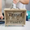 Money Saving Box Coin Saver Wooden Money Bank With Clear Window Reusable Cash Savings Case For Couples Friends Partners Children 4