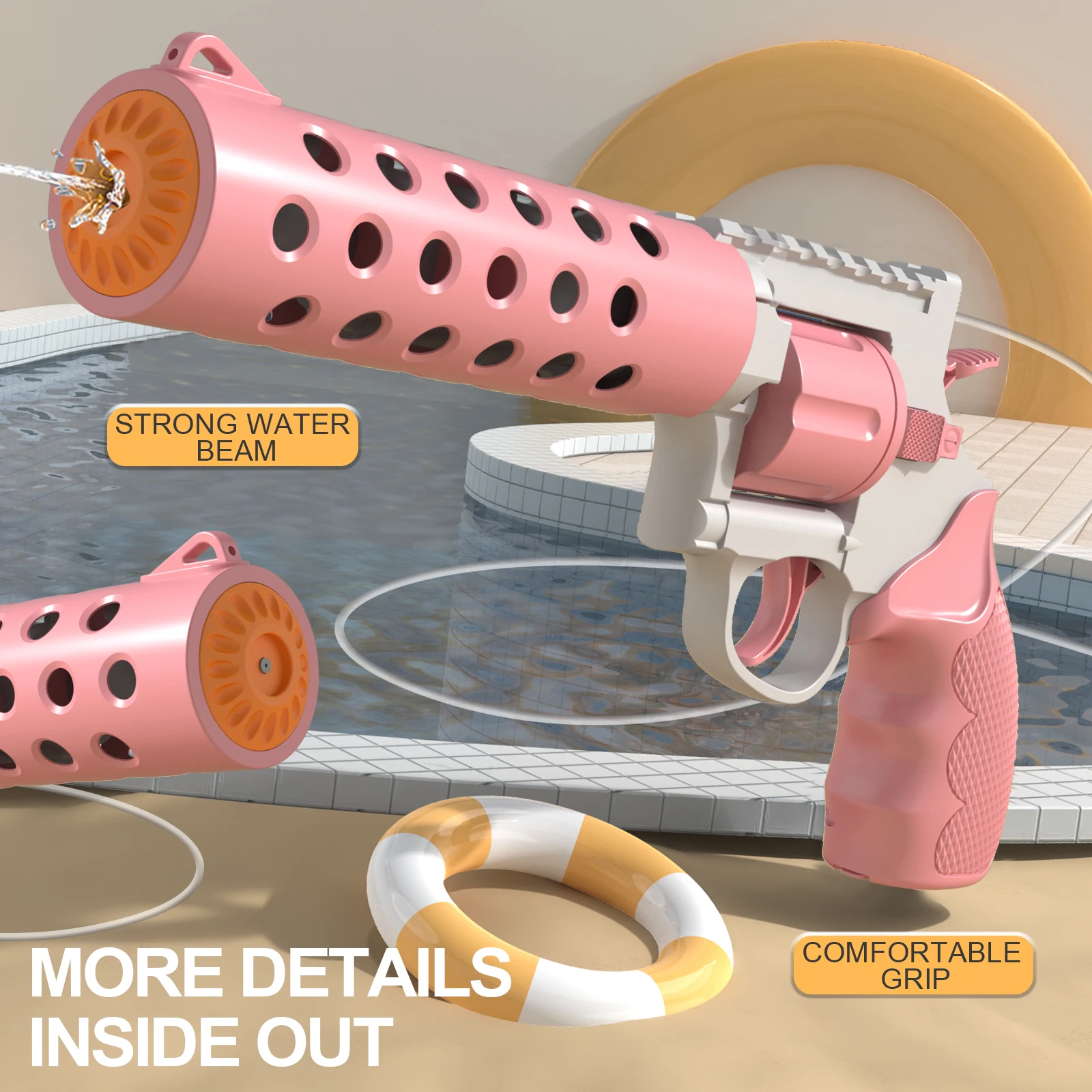 Pistolet à Eau électrique Grande Capacité Avec Sac à Dos – Buse Rotative, LED, Effet Sonore – Plage, Piscine, Jardin (Sandhawk Noir)