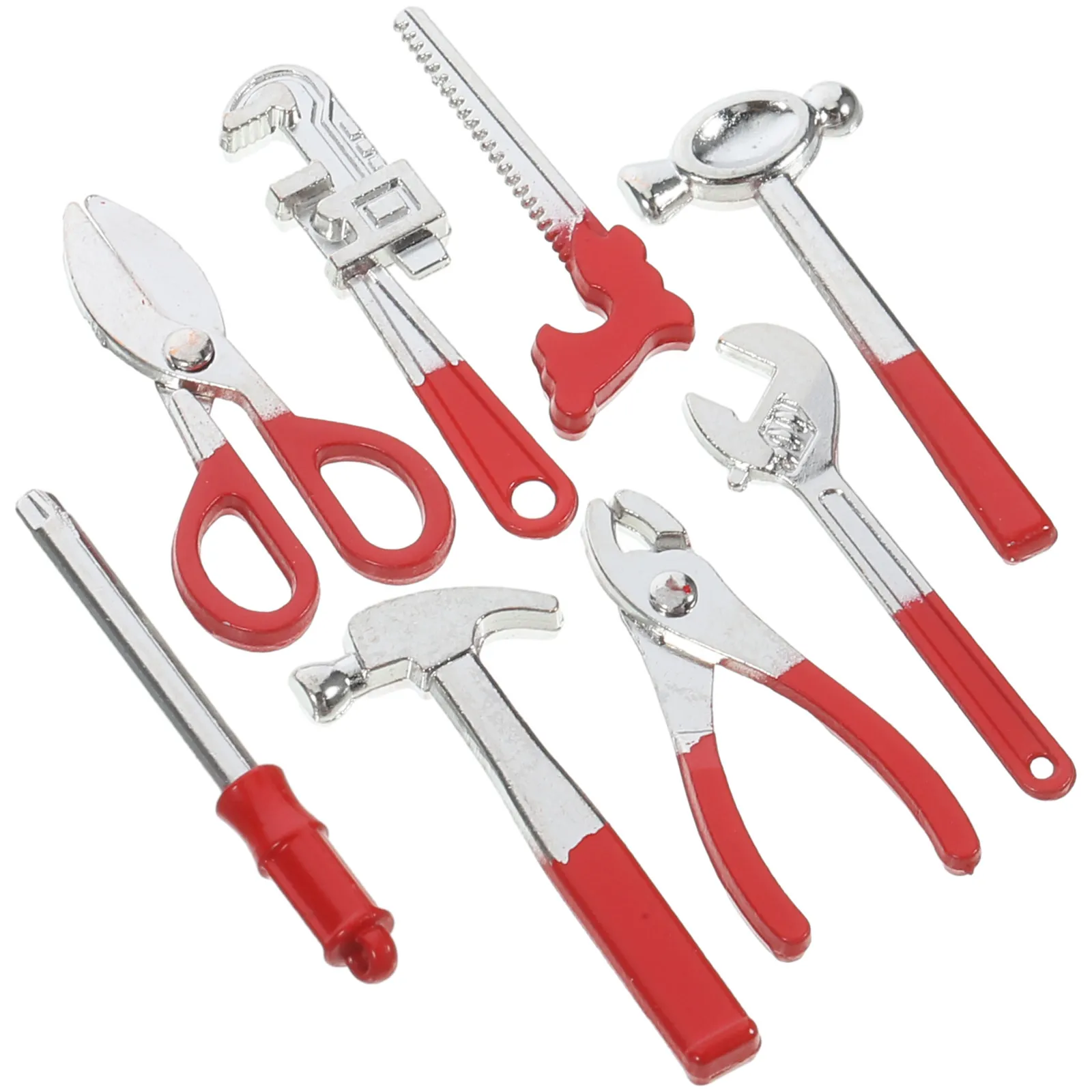8Pcs 미니 하우스 도구 미니어처 합금으로 제작된 훌륭한 솜씨 현실적인 모양 장식 장식품 작은 도구 장난감