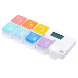 Weekly Vitamin Box with Medicine Reminder Alarm - 7 - Day AM/PM Pill Organizer (Rainbow)