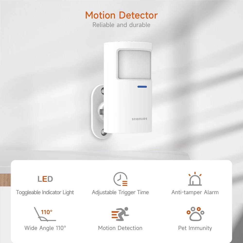 Staniot Motion Sensor PR200 Wireless 433Mhz PIR Motion Detector Security Protection Anti-Tamper Alarm for Home Alarm System 2