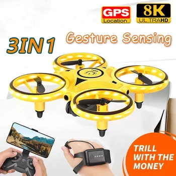 Nuovo RC Mini Quadcopter Drone Induzione intelligente Gesto Induzione 8K UAV Disco volante Orologio Sospensione resistente alle cadute