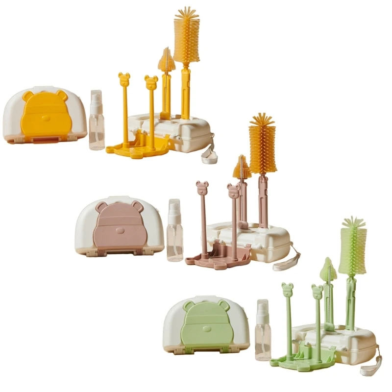 

Travel Friendly Baby Bottle Brush Set Portable & Versatile Bottle Brush Set Complete Cleaning Kits Durable for Parents