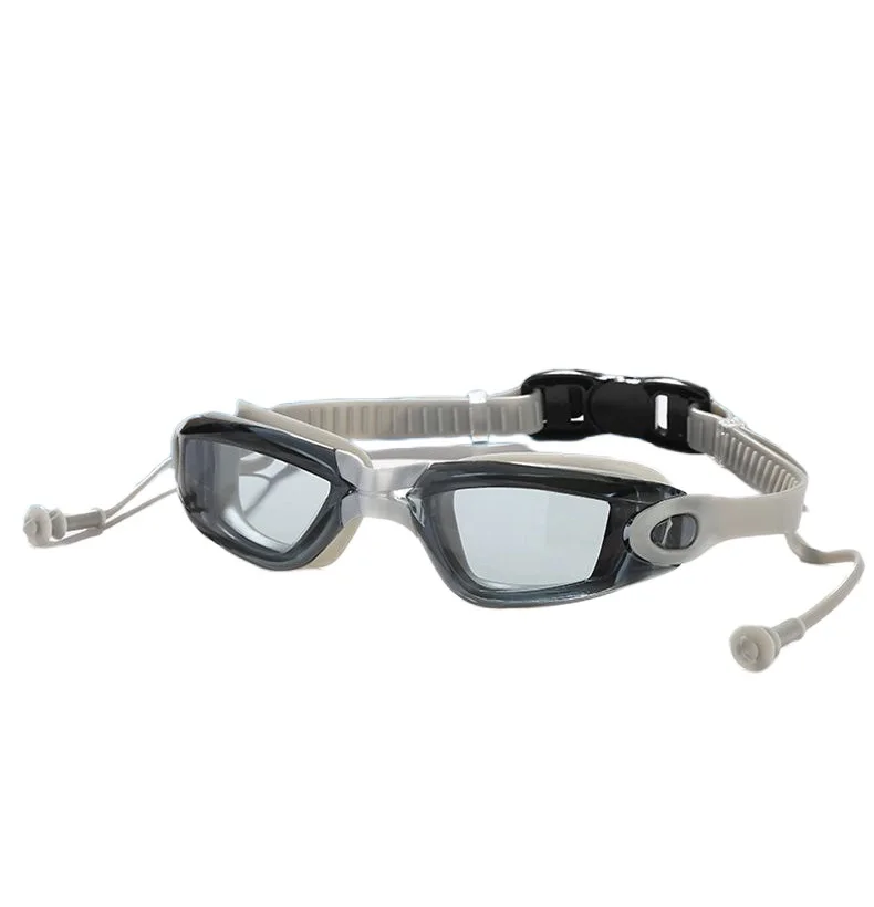 Professionelle Schwimmbrille mit verbundenen Ohrstöpseln, HD-UV-Schutz, beschlagfrei, Wassersportbrille, Silikon für Schwimmbad – Detail 8