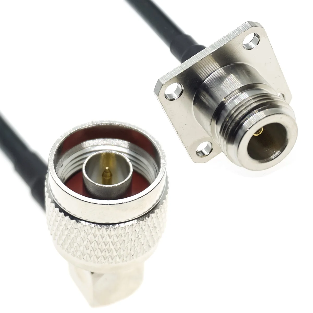 

RG58 N Male Right Angle to N Female Flange 4 Hole Crimp Lot RF Coax Pigtail Jumper 50ohm Cable