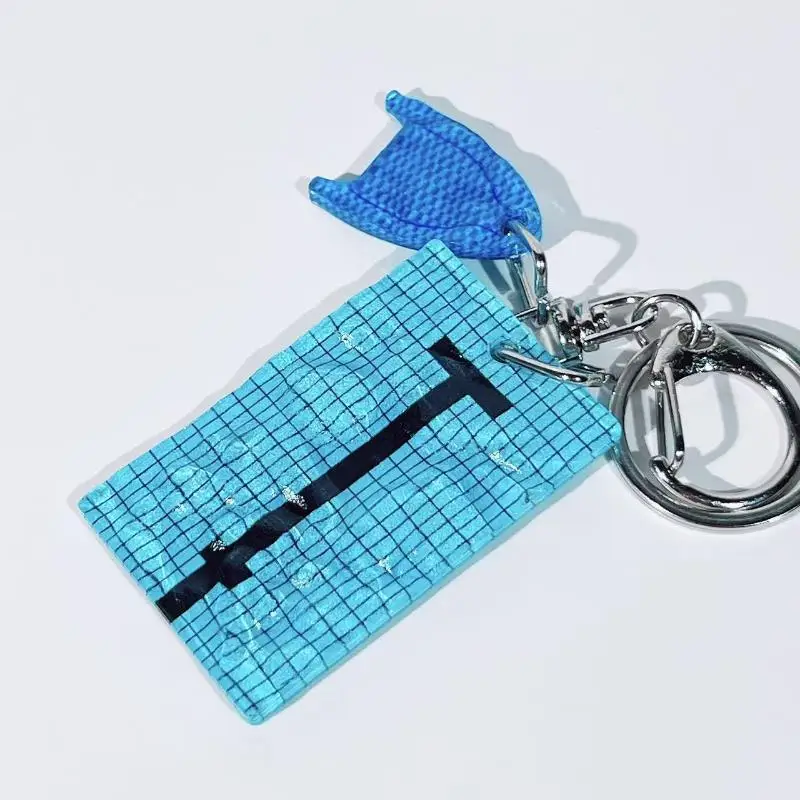 1Pcs Schwimmen Hut Auto Schlüssel Ring Kreative Schwimmen Pool Wellenförmige Schlüsselbund Dekoration Tasche Anhänger Schwimmer Geschenk – Detail 5