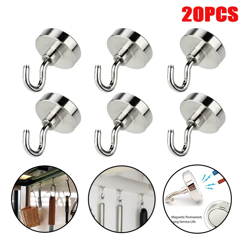 10/20 pz gancio magnetico magnete al neodimio E10/16/20 metallo galvanico  gancio forte gancio a parete spessa per l'organizzazione della cucina di  casa - AliExpress