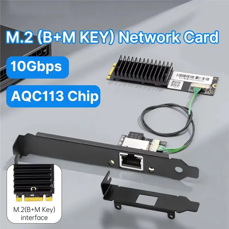 AY14 -10Gbps AQC113 M.2 B+M-RJ45 네트워크 카드 이더넷 어댑터 데스크탑 PC 서버용 단일 포트 LAN 컨트롤러 카드