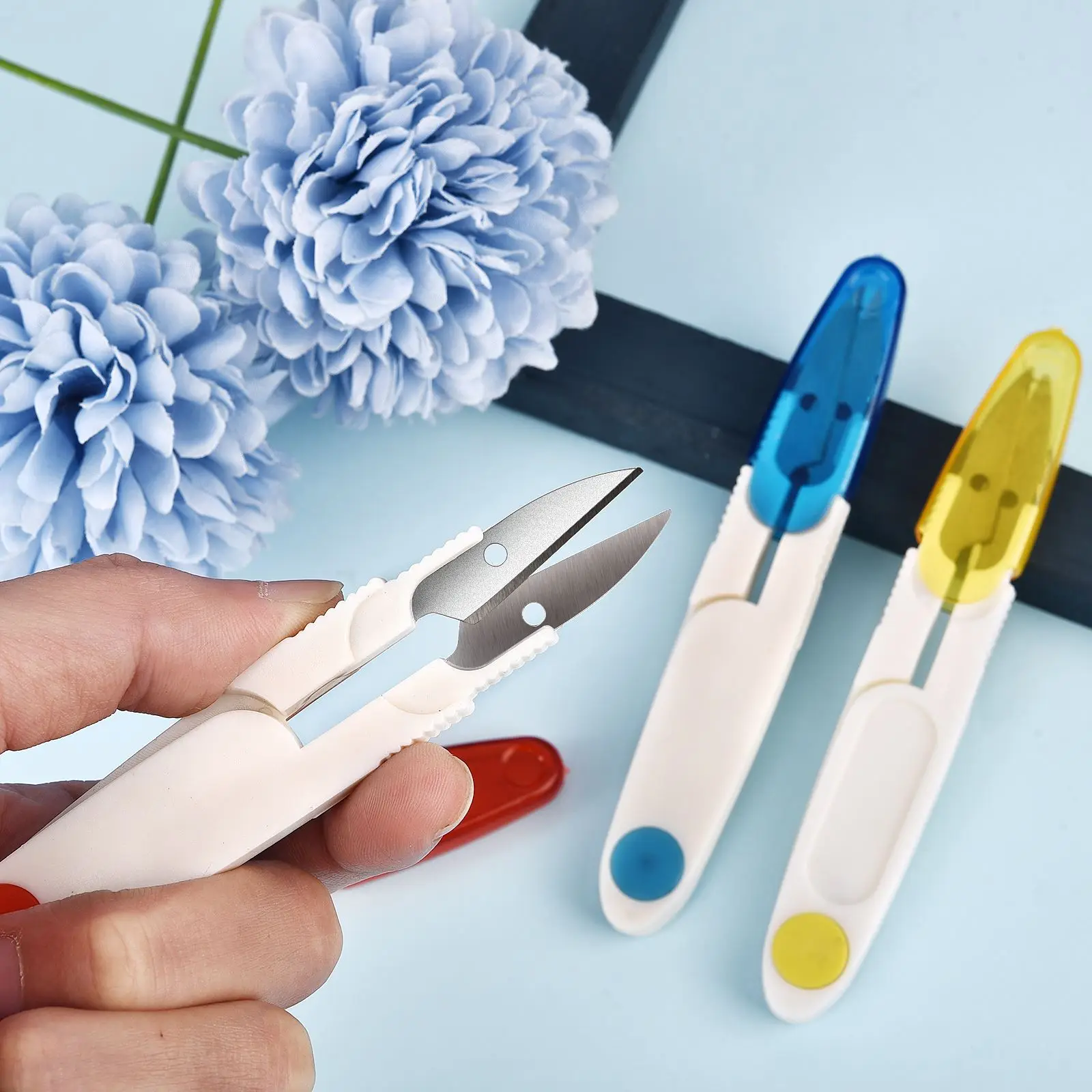 Sewing Scissors Craft Scissors U Shape With Plastic Cover Safety Multipurpose Thread Yarn Cutting