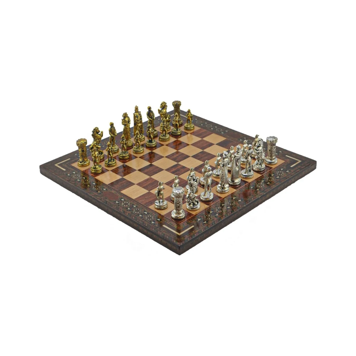 

Gift Home Metal Chess Set in Middle English Bright Stone and Rose Flat Solid Chessboard Noble Duruşlu Decorative Kullanışlı