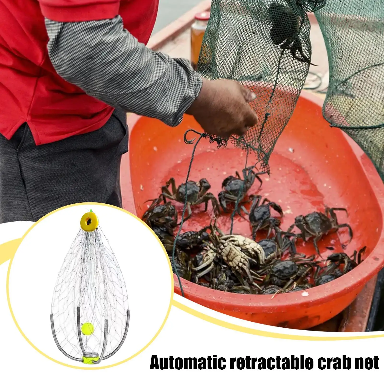 NEW Automatic Crab Trap Fishing Foldable Design Fishing Net Cage Wide Coverage Automatic Open Closing Supplementary Crab Cage