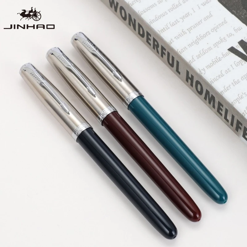 JINHAO 86 Fountain Pen Silver Cap with Clip Classic Ink Pen Student Office Business School Writing Supplies Stationery PK 9019 2