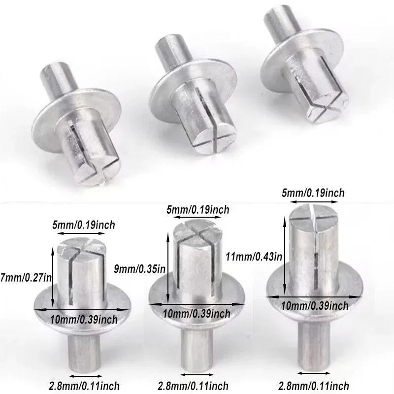 Knock Type Aluminum Alloy Expansion Rivets Hammer Drive Expansion Nails Head Piercing Metal Rod Screws Board Wall Fasteners Part rivets and fasteners rivets and screws