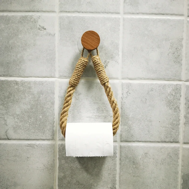 Kitchen Wooden Hook Toilet Paper Roll Holder Nail Free Wall-mounted Retro Towel Rack for Home Paper Towel Stand Bathroom Decor paper towel holder,towel rack,toilet paper holder,toilet paper rack,toilet roll holder,paper towel rack