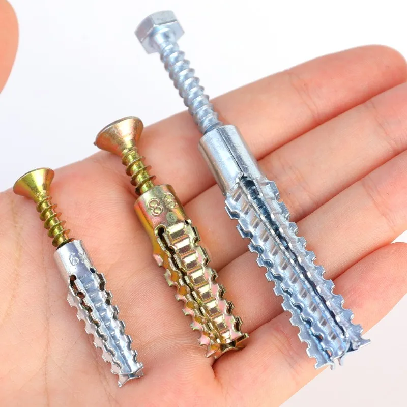 Description Picture 6 of item30/10Sets Metal Expansion Tube Pipe Serrated Self Tapping Screws Drilling Plug for Concrete Wall Bolt Anchors Screws Fasteners