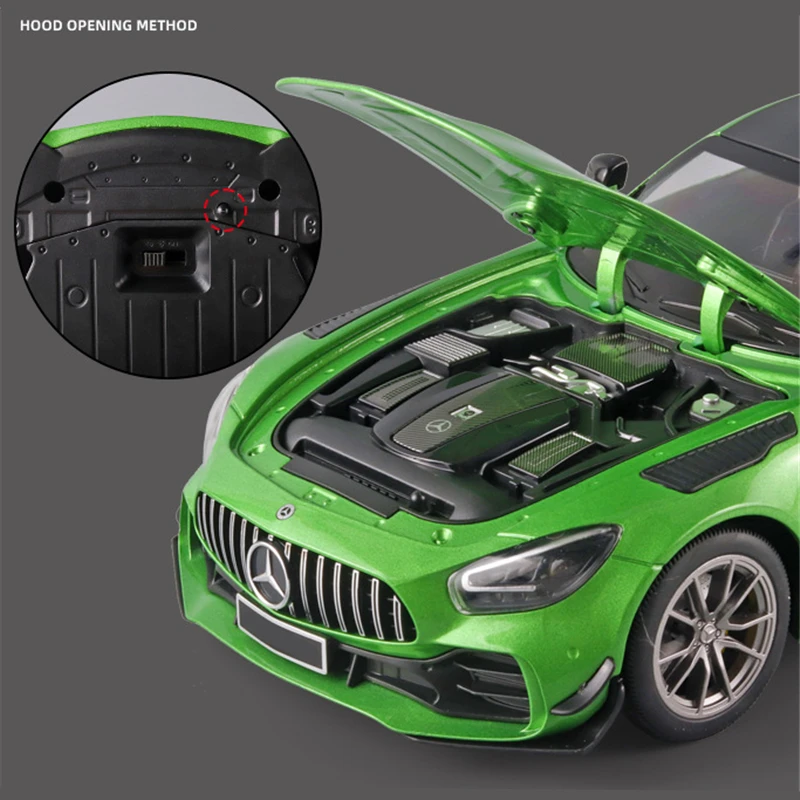 1:18 Benzs GTR GT Green Light Alloy Miniature Car Model