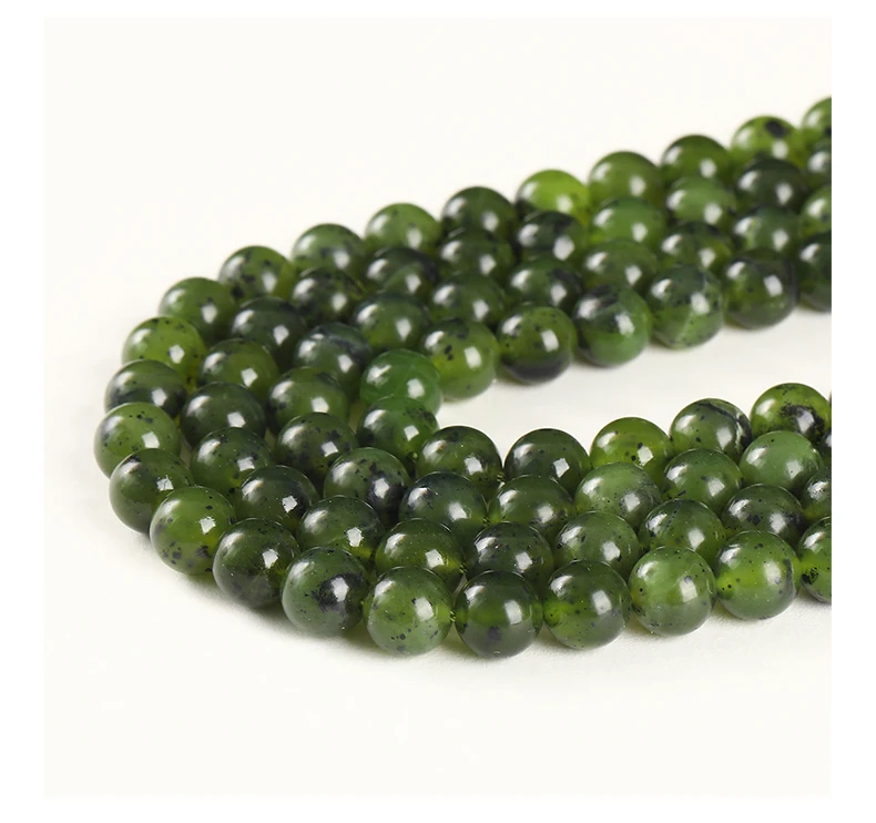 AAA+ Naturstein Kanada Grüne Jade Runde Lose Spacer Samen Edelsteine Perle für Schmuck Machen Diy Halskette Armband Zubehör 15" – Detail 6