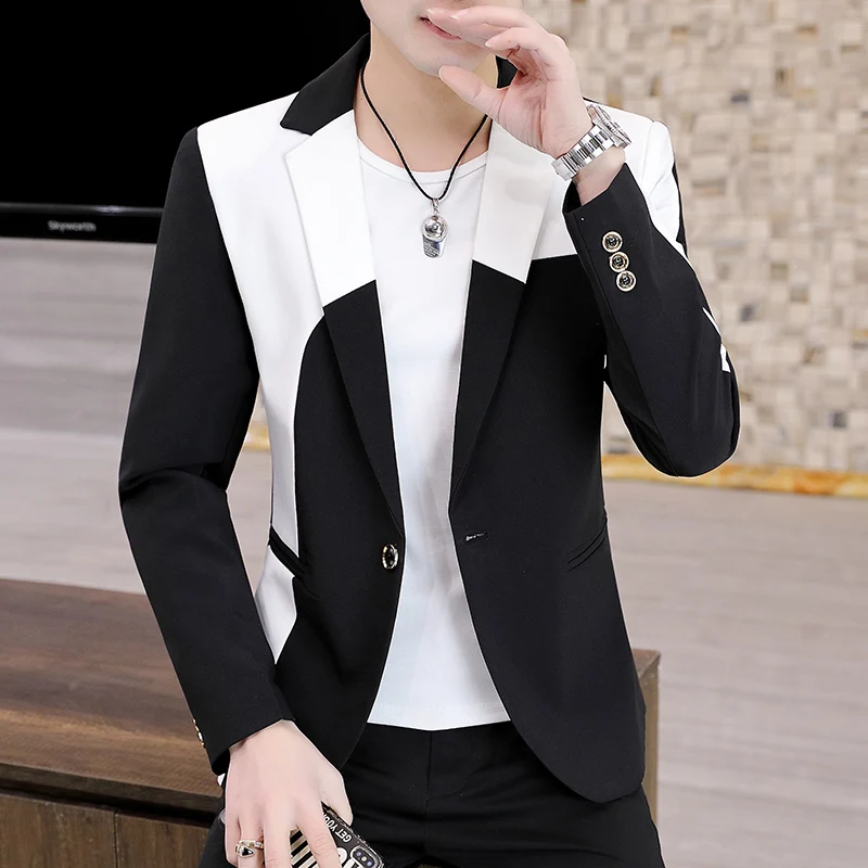 

2024-New Men's Korean Version of Casual Color Work Officiating Wedding British Style Blazer Business Fashion Gentleman's Suit