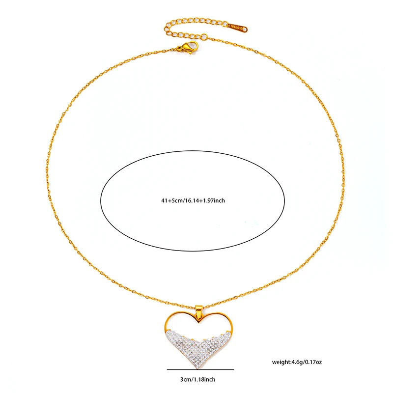 ANENJERY 316L Stainless Steel Hollow Black White Zircon Necklace Earrings For Women Fashion Design Jewelry Gifts Wholesale