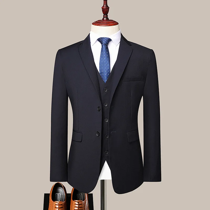 Men 3 Piece Blazer Sets Elegant Luxury Single Breasted Wedding Jacket Design Latest Vest 2023 Business Slim Fit Formal Pant Suit