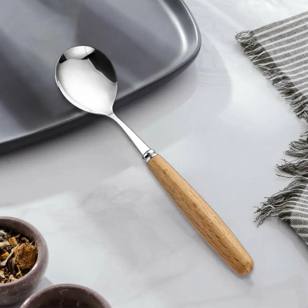 

Rust-proof Spoon Rust-proof Stainless Steel Serving Tablespoons with Wooden Handle for Home Kitchen Restaurant Use for Picnics