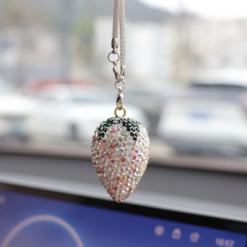 Glamorous Rhinestone Fruit Car Charm - Elegant Hanging Auto Decor Accessory