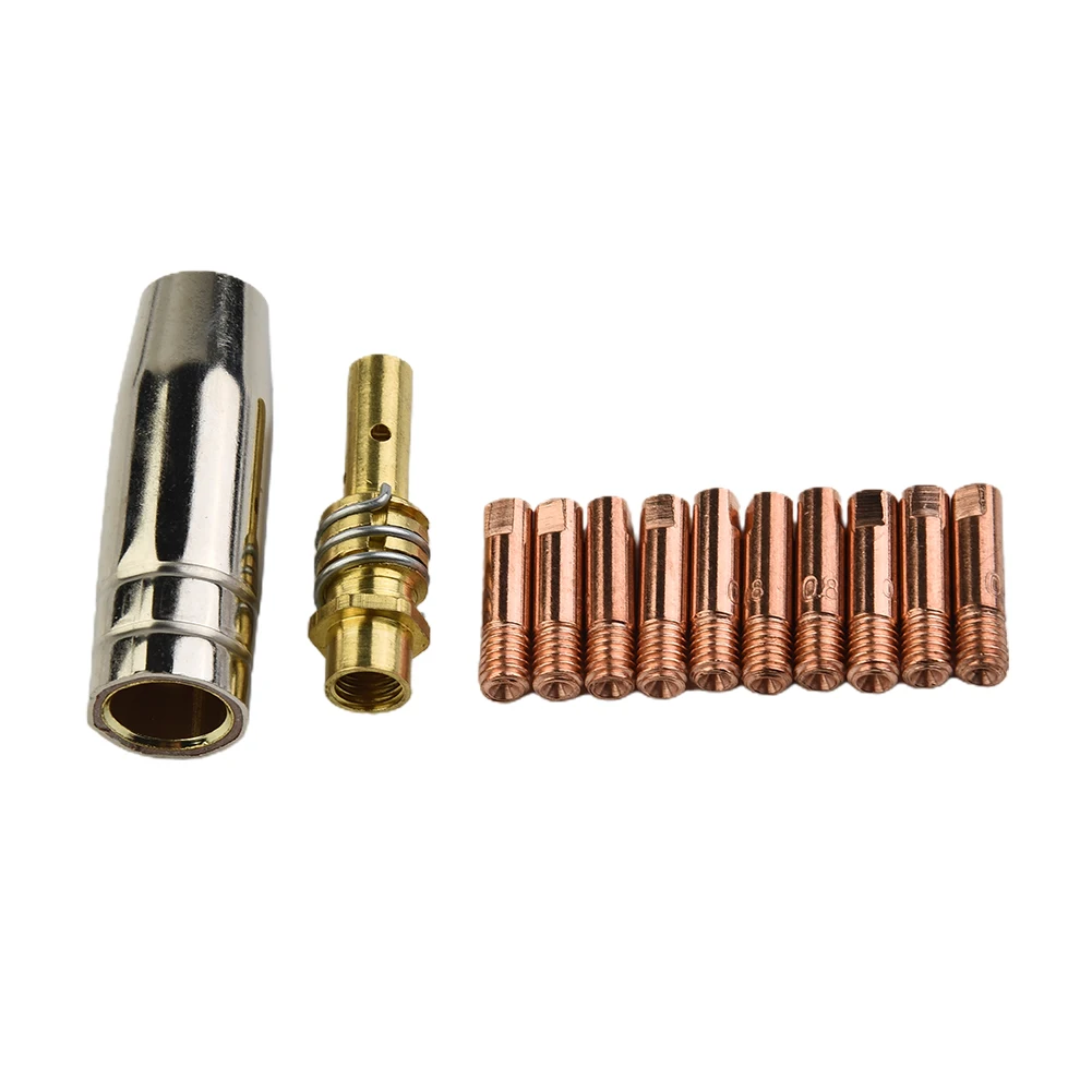 MB 15AK MIG/MAG Welding Contact Tips 0.8x25mm M6 Gas Nozzle Tip Holder Gas Diffuser Connector Rod And Nozzle Shroud 12pcs/Set welding welders