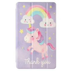 Cute Cartoon Protective Case for Samsung Galaxy Tab A 8.0 (2019) with S Pen Holder (Rainbow horse)