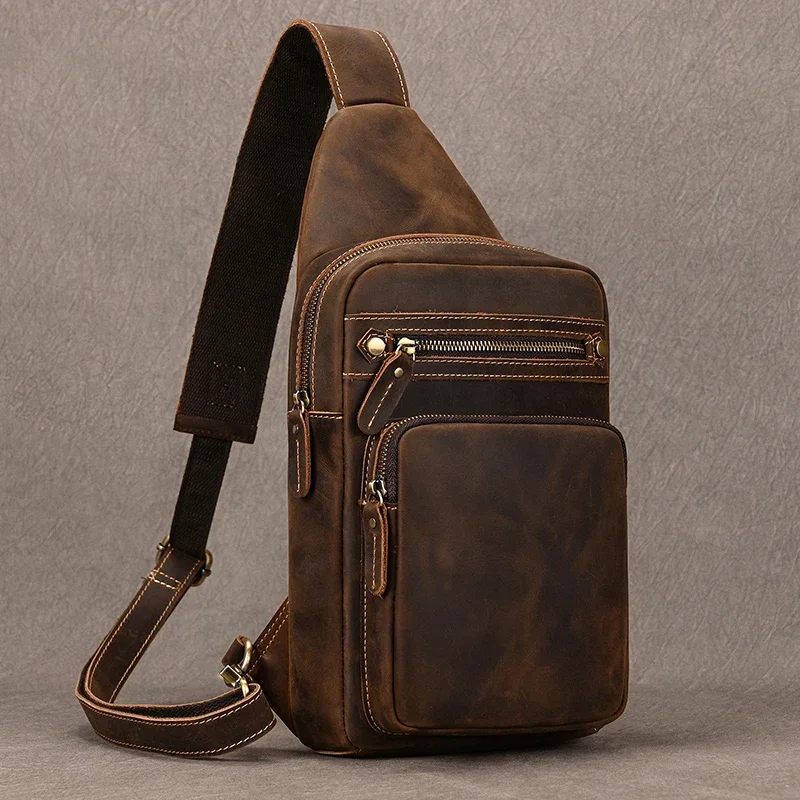 Genuine Leather Chest Bag for Men