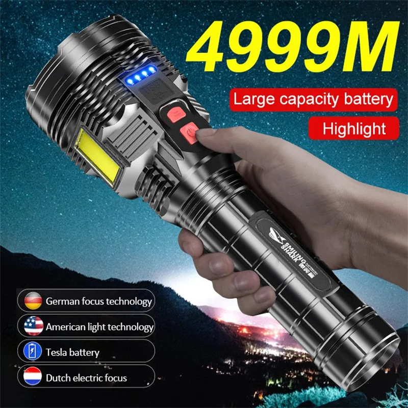 Portable Powerful Flashlight Ultra Bright Torch Usb Rechargeable High