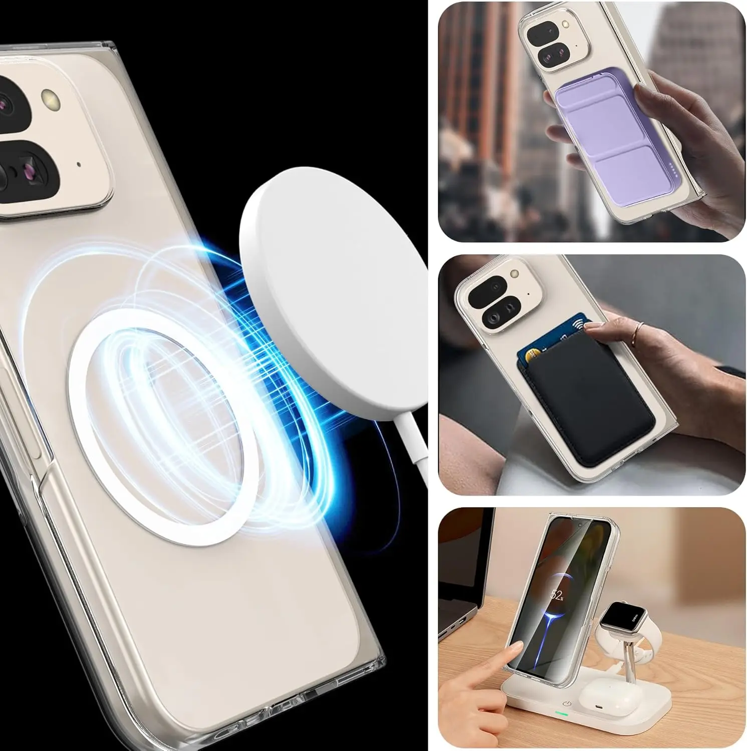 Case for Google Pixel 9 Pro Fold for Magsafe Magnetic Wireless Charge Clear Thin Hard PC Phone Case with for Pixel 9 Pro Fold 5