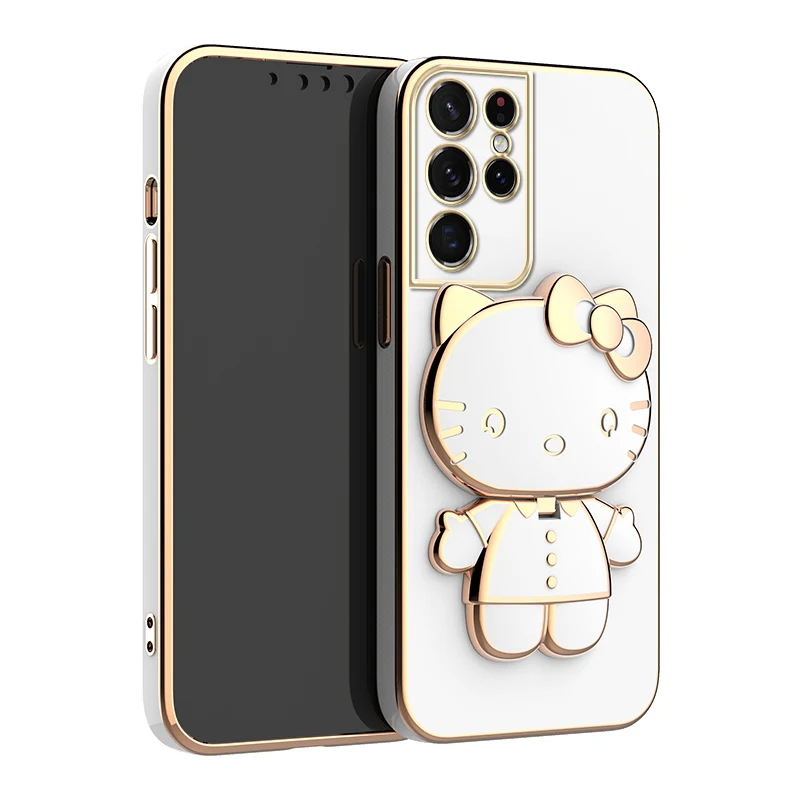 thumbnail image 1 of Funda de teléfono con soporte de espejo Hello Kitty para Samsung Galaxy S23, S22 Ultra, S21, S20 FE, S10, Note 20, 10 Plus, A24, A34, A54, 1 of 5