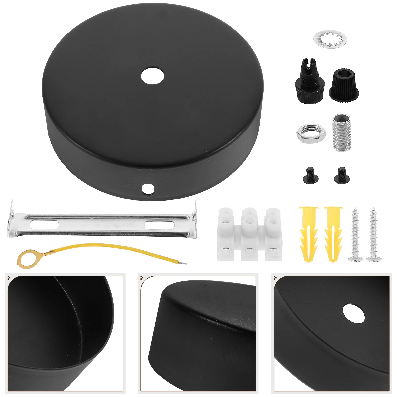 

Chandelier Ceiling Lamp Tray DIY Lighting Accessories Disc Suction Cup Base Set 1 (black) Plate LED Pendant Canopy Iron for