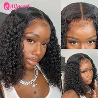 Perruque Bob Lace Front Wig péruvienne Remy naturelle-ALIPEARL, cheveux courts, Deep Wave, 13x4, pre-plucked, pour femmes africaines 3
