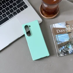 Luxury Candy Colored Foldable Protective Phone Case - Solid Color Shockproof Bumper Hard Cover - Galaxy Z Fold4 (Light Cyan)