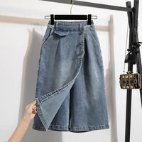 Plus Size Denim Skirt Women Autumn 2024 New High Elastic Waist Blue Color Jeans Skirts With Lining Korean Style Casual Skirt - Image 2