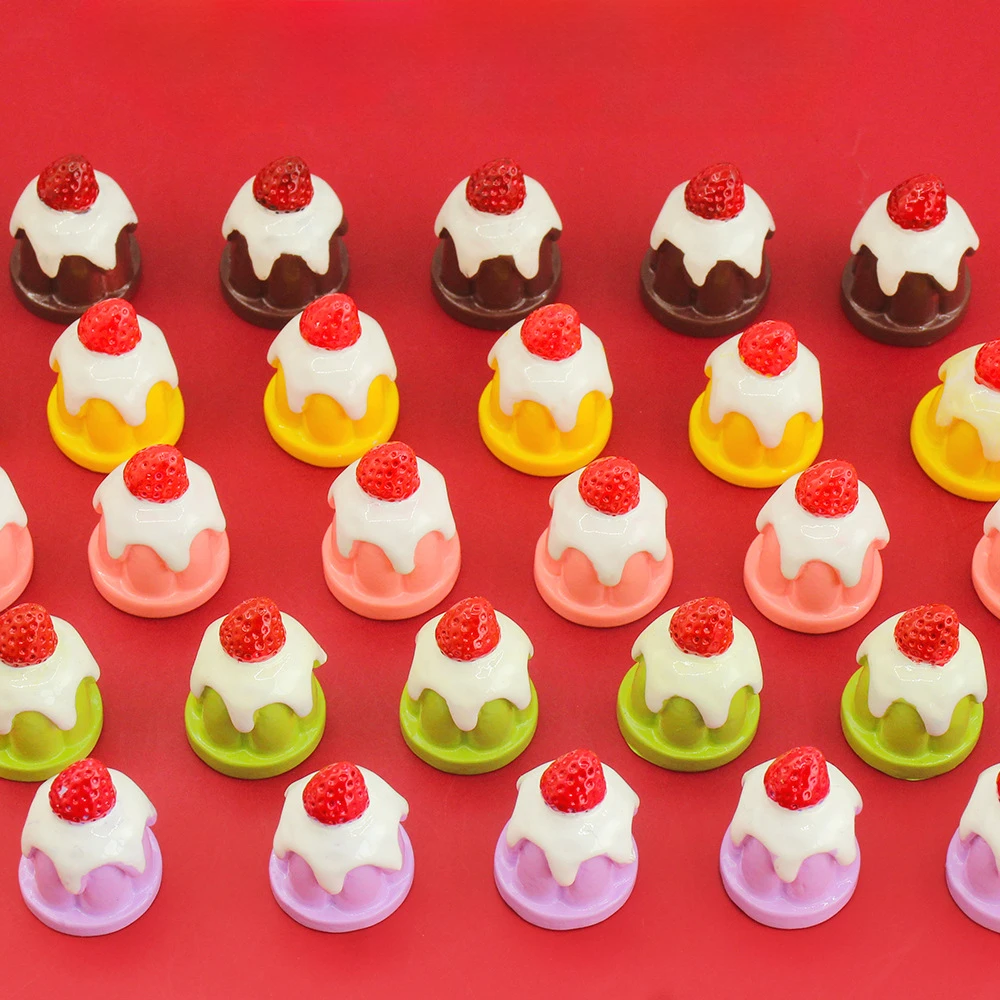 

1000pcs Kawaii Mini New Strawberry Cake 3D Crafts Materials Resin Items Decoden Charms Miniatures Flatbacks Material Scrapbook