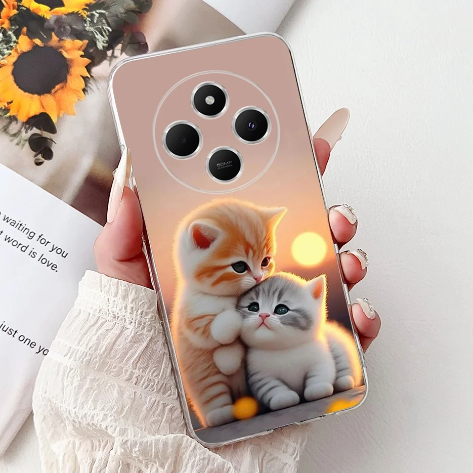 Cute Cat Cartoon Painted Soft Silicone Case - Stylish Back Cover