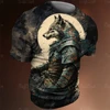 Japan Samurai Warrior Cat Wolf Coyote Graphic T Shirts Art Style Men's and Women's Print Tees 5