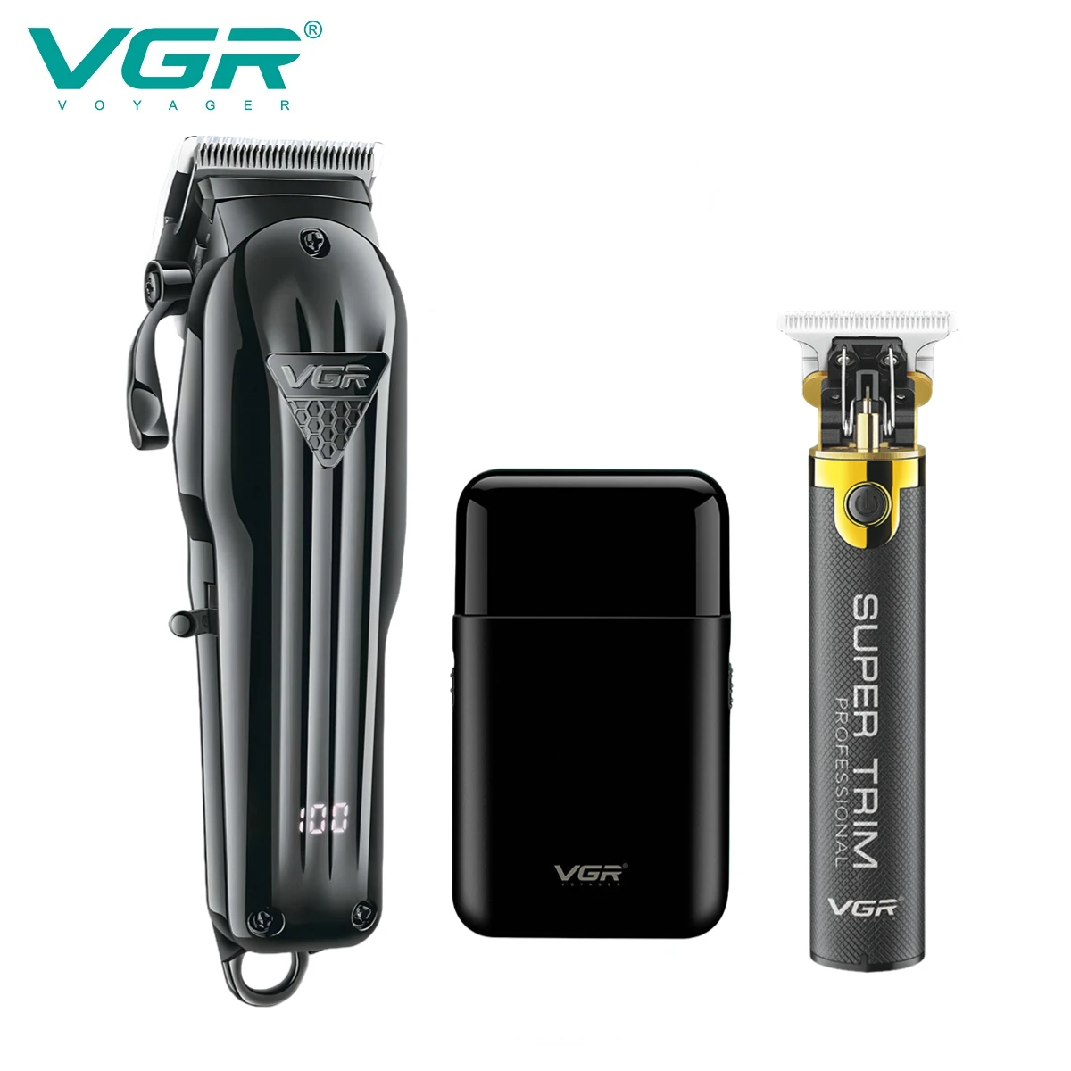 VGR Hair Clipper Professional Hair Trimmer Electric Face Shaver Rechargeable Hair Cutting Machine 0mm Barber Trimmer Set for Men
