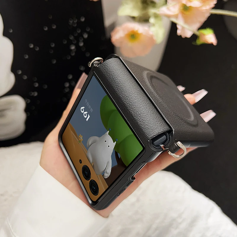 Premium Magnetic PU Leather Drop-Proof Case with Hard PC Suction Back Cover
